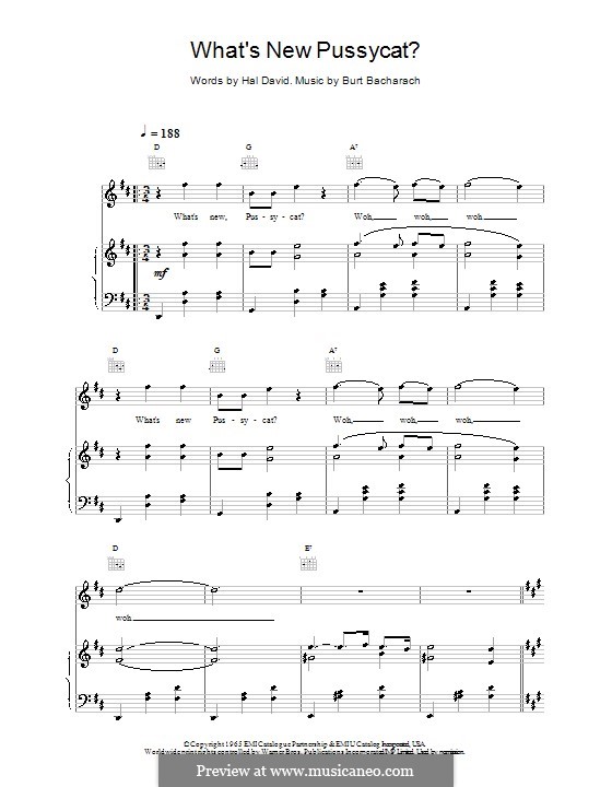 What's New Pussycat?: Für Stimme und Klavier (oder Gitarre) by Burt Bacharach