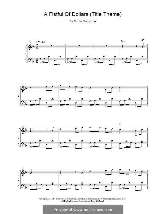 A Fistful of Dollars (Title Theme): Für Klavier by Ennio Morricone