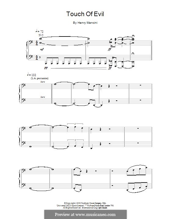 Touch of Evil: Für Klavier by Henry Mancini
