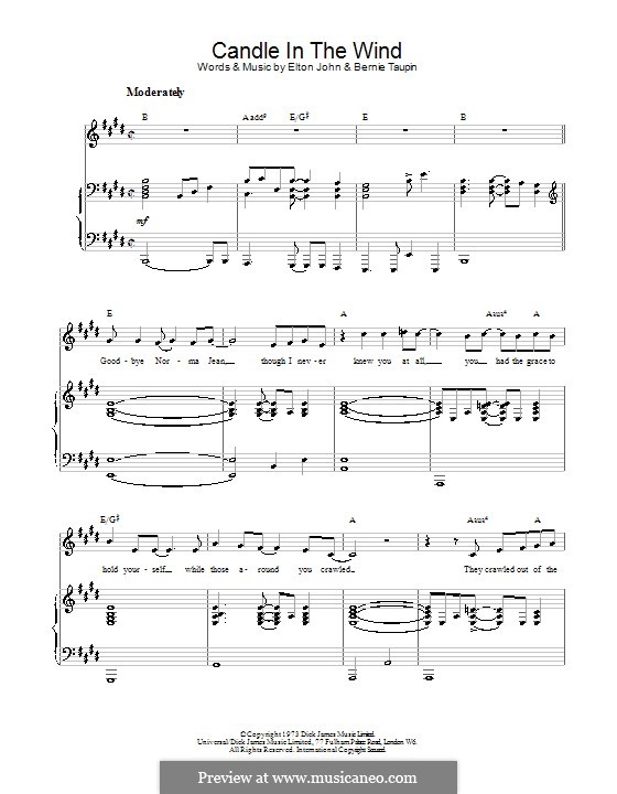 Candle in the Wind: Für Stimme und Klavier (oder Gitarre) by Elton John