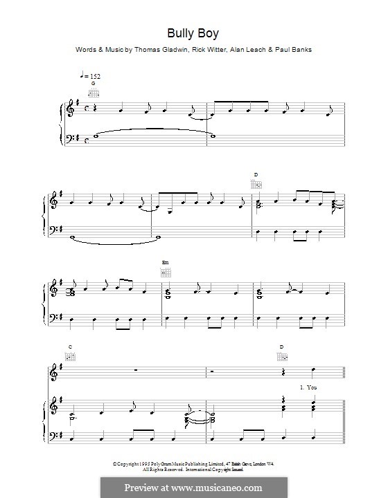 Bully Boy (Shed 7): Für Stimme und Klavier (oder Gitarre) by Alan Leach, Paul Banks, Rick Witter, Tom Gladwin