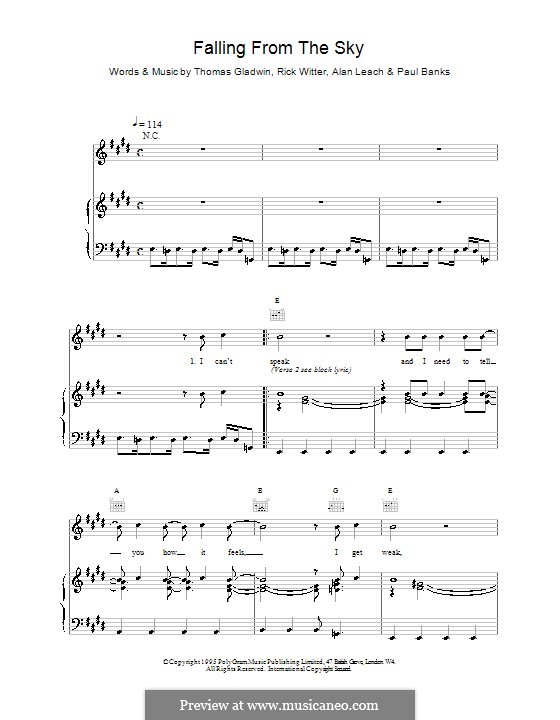 Falling from the Sky (Shed 7): Für Stimme und Klavier (oder Gitarre) by Alan Leach, Paul Banks, Rick Witter, Tom Gladwin