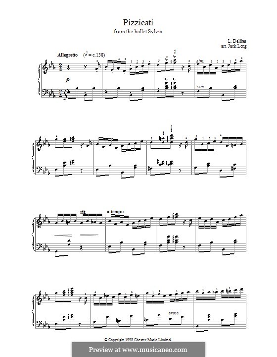 Sylvia: Pizzicati, for piano (high quality sheet music) by Léo Delibes