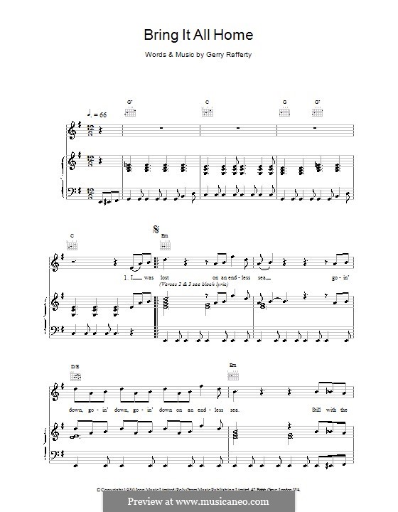 Bring It All Home: Für Stimme und Klavier (oder Gitarre) by Gerry Rafferty