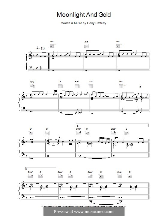 Moonlight and Gold: Für Stimme und Klavier (oder Gitarre) by Gerry Rafferty