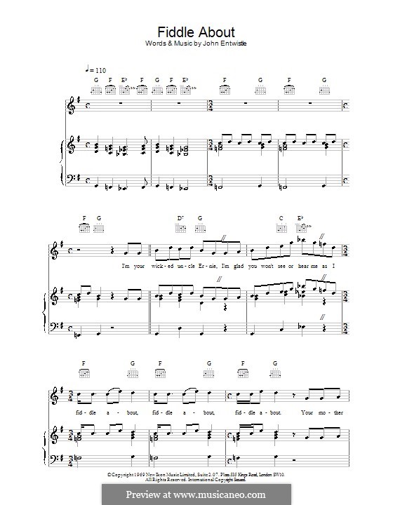 Fiddle About (The Who): Für Stimme und Klavier (oder Gitarre) by John Entwistle