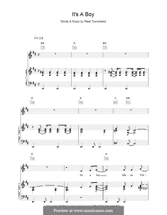 It's a Boy (The Who): Für Stimme und Klavier (oder Gitarre) by Peter Townshend