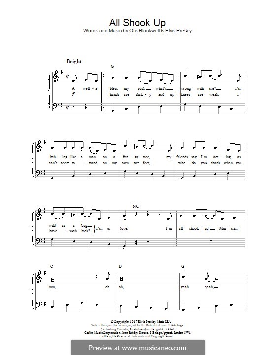 All Shook Up: Für Klavier, leicht by Elvis Presley, Otis Blackwell