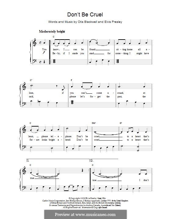 Don't Be Cruel von E. Presley, O. Blackwell Noten auf MusicaNeo
