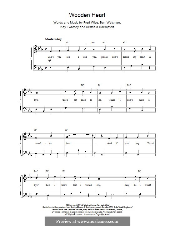 World We Knew (Over and Over): Für Klavier, leicht (Elvis Presley) by Ben Weisman, Bert Kaempfert, Fred Wise, Kay Twomey