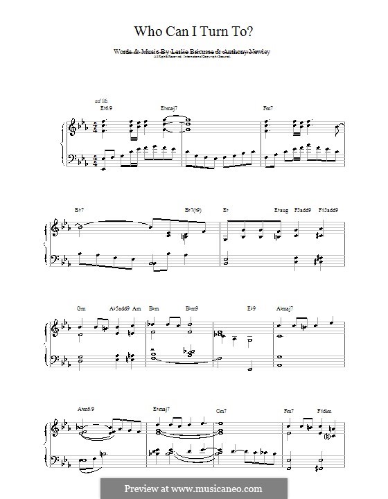 Who Can I Turn To?: Für Klavier by Anthony Newley, Leslie Bricusse