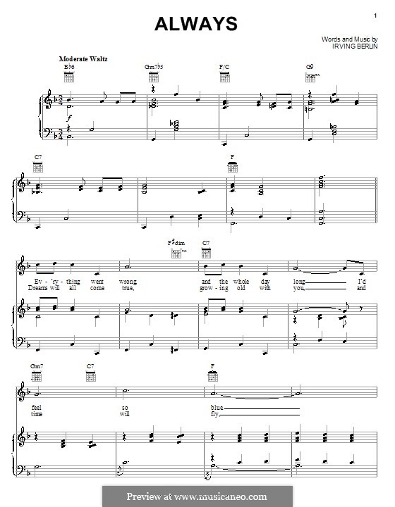 Always: Für Stimme und Klavier (oder Gitarre) by Irving Berlin