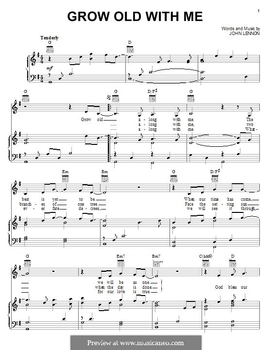 Grow Old With Me: Für Stimme und Klavier (oder Gitarre) by John Lennon