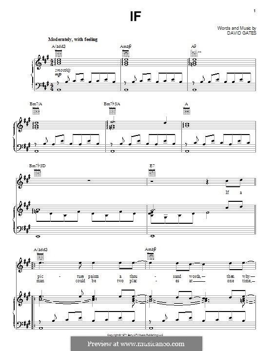 If (Bread): Für Stimme und Klavier (oder Gitarre) by David Gates