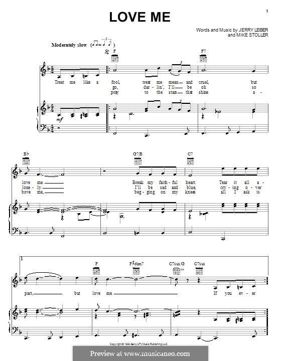 Love Me (Elvis Presley): Für Stimme und Klavier (oder Gitarre) by Jerry Leiber, Mike Stoller