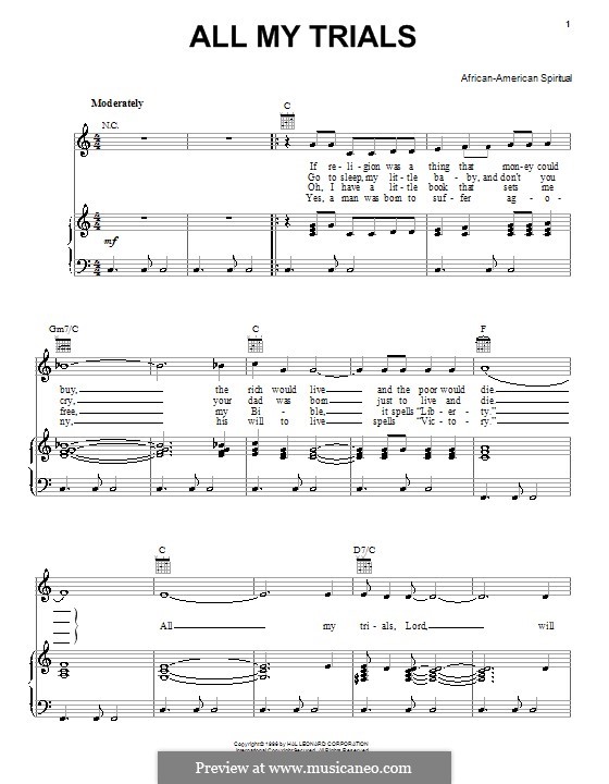 All My Trials: Für Stimme und Klavier (oder Gitarre) by folklore