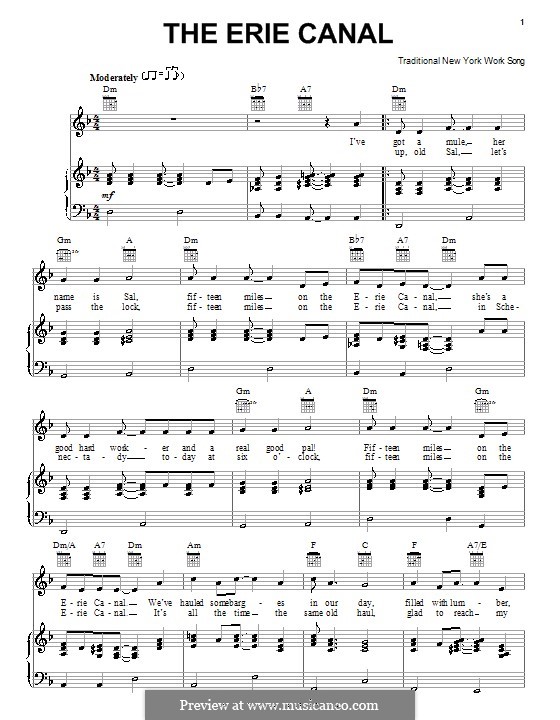 The Erie Canal: Für Stimme und Klavier (oder Gitarre) by folklore