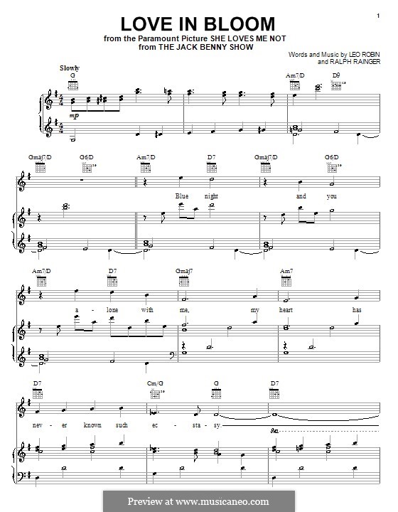 Love in Bloom: Für Stimme und Klavier (oder Gitarre) by Ralph Rainger