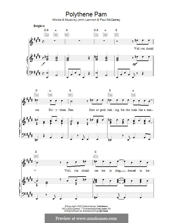 Polythene Pam (The Beatles): Für Stimme und Klavier (oder Gitarre) by John Lennon, Paul McCartney