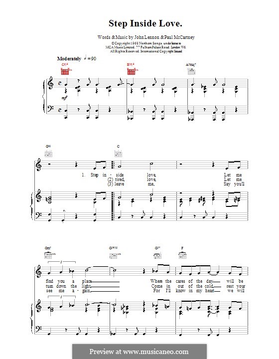 Step Inside Love (The Beatles): Für Stimme und Klavier (oder Gitarre) by John Lennon, Paul McCartney
