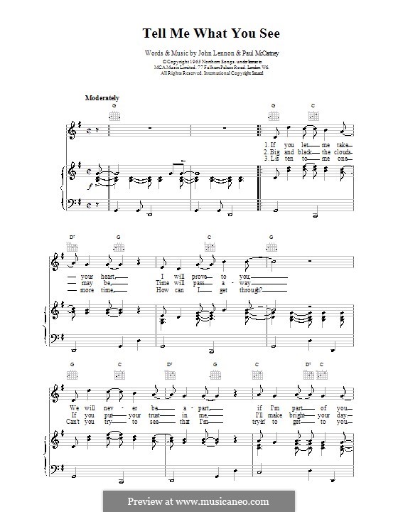 Tell Me What You See (The Beatles): Für Stimme und Klavier (oder Gitarre) by John Lennon, Paul McCartney