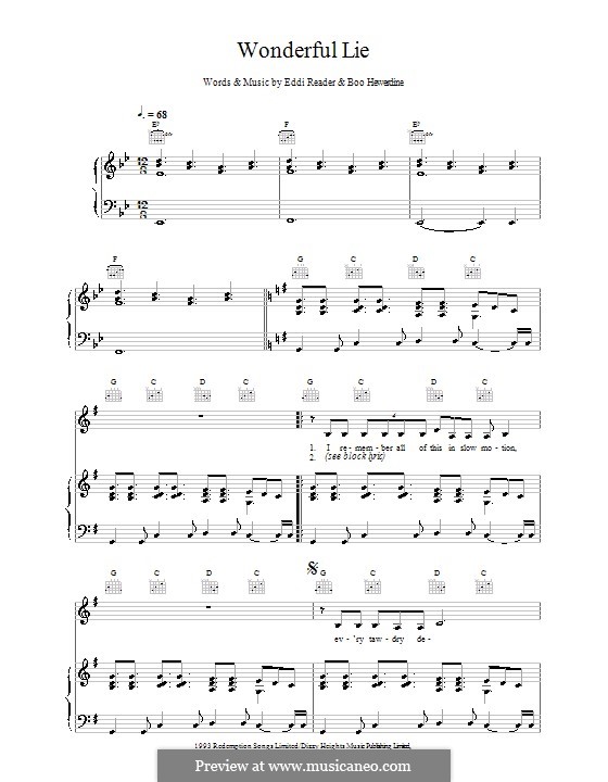 Wonderful Lie: Für Stimme und Klavier (oder Gitarre) by Eddi Reader