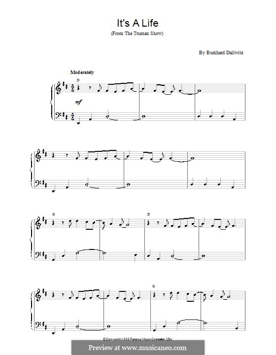 It's a Life (from The Truman Show): Für Klavier, leicht by Burkhard Dallwitz