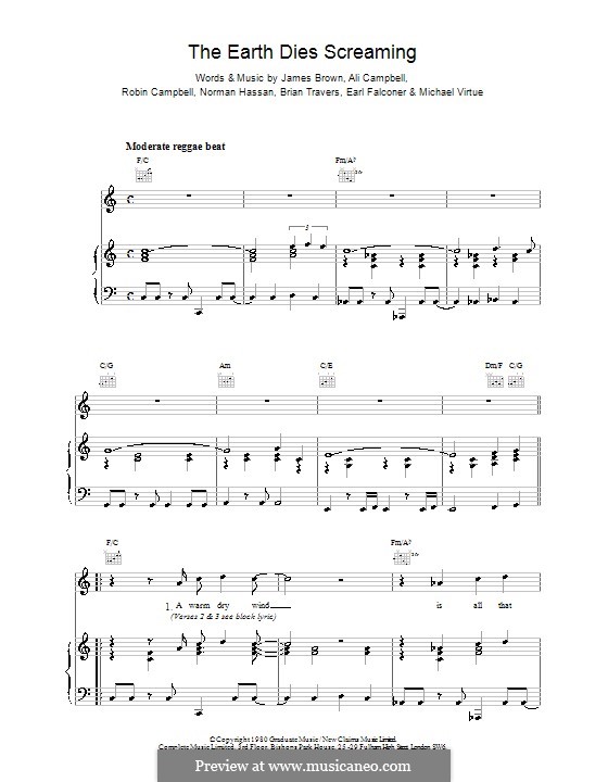 The Earth Dies Screaming (UB40): Für Stimme und Klavier (oder Gitarre) by Alistair Campbell, Robin Campbell