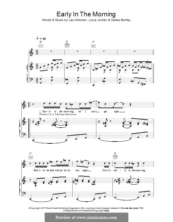 Early in the Morning: Für Stimme und Klavier (oder Gitarre) by Dallas Bartley, Leo Hickman, Louis Jordan