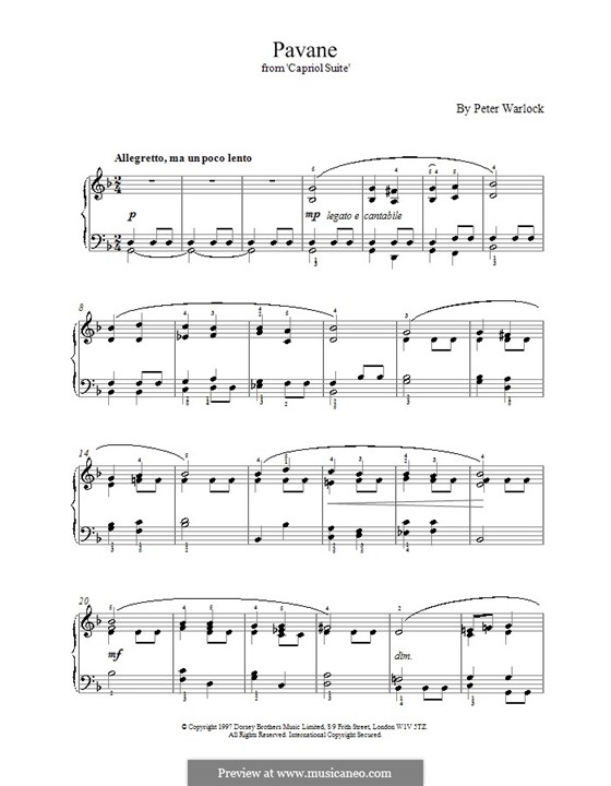 Capriol Suite: No.2 Pavane by Peter Warlock