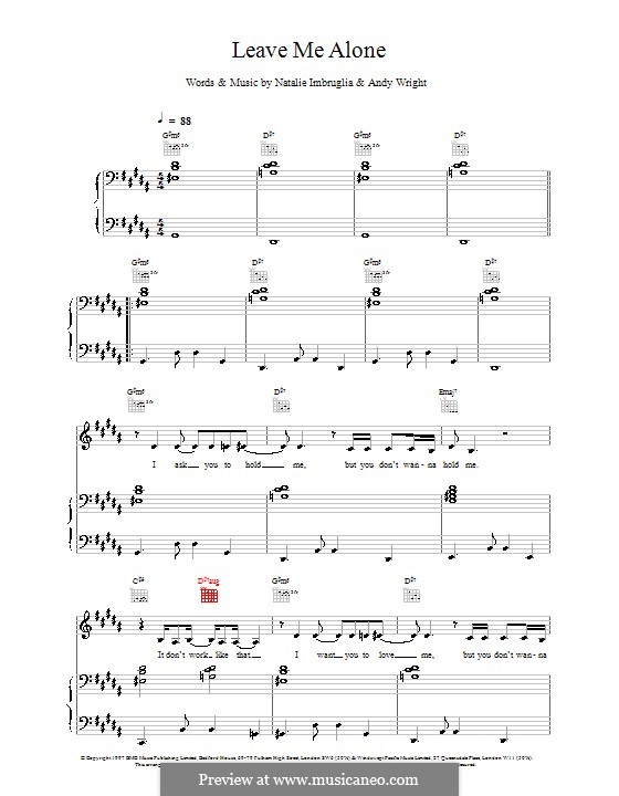 Leave Me Alone (Natalie Imbruglia): Für Stimme und Klavier (oder Gitarre) by Andrew Wright