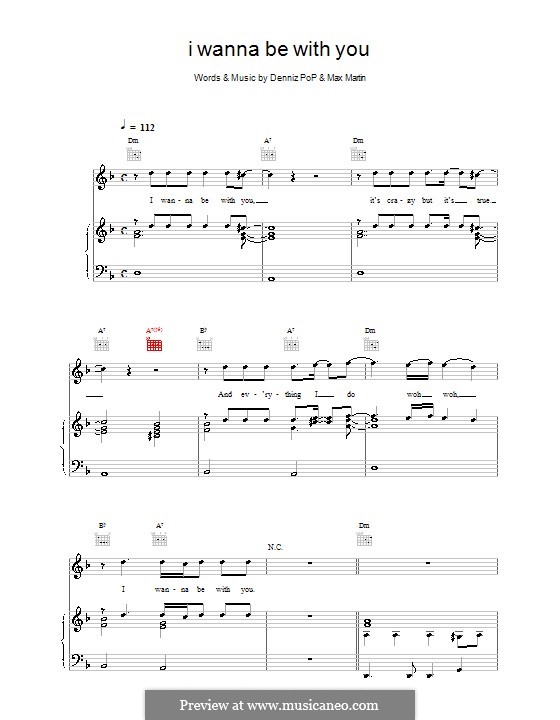 I Wanna Be with You (Backstreet Boys): Für Stimme und Klavier (oder Gitarre) by Denniz Pop, Max Martin