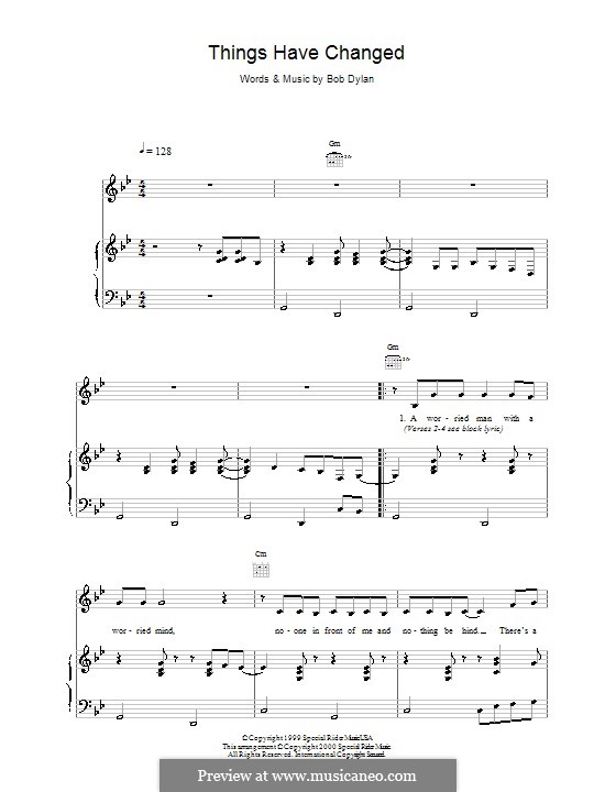 Things Have Changed: Für Stimme und Klavier (oder Gitarre) by Bob Dylan