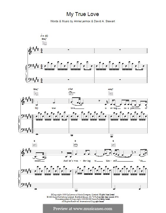 My True Love (Eurythmics): Für Stimme und Klavier (oder Gitarre) by Annie Lennox, David A. Stewart