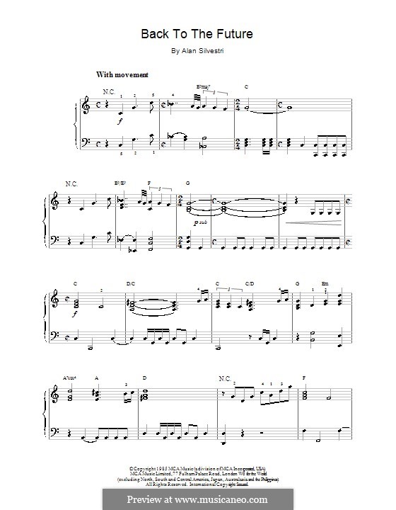 Back to the Future (Theme): Einfache Noten für Klavier by Alan Silvestri