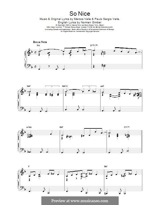 So Nice (Summer Samba): Für Klavier by Marcos Valle, Paulo Sergio Valle