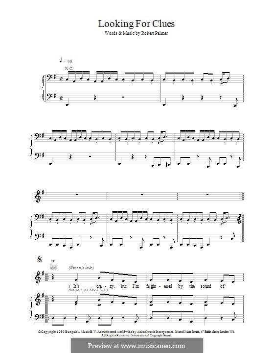 Looking for Clues: Für Stimme und Klavier (oder Gitarre) by Robert Palmer
