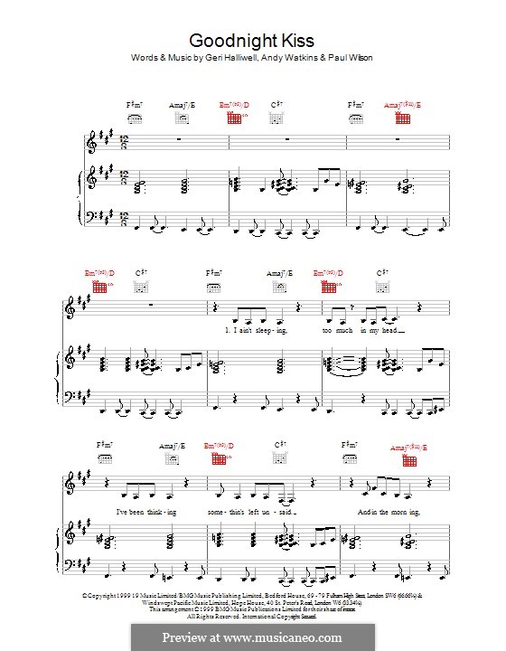 Goodnight Kiss: Für Stimme und Klavier (oder Gitarre) by Geri Halliwell