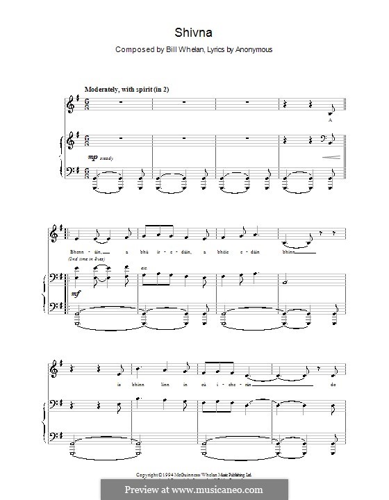 Shivna (from Riverdance): Für Stimme und Klavier by Bill Whelan