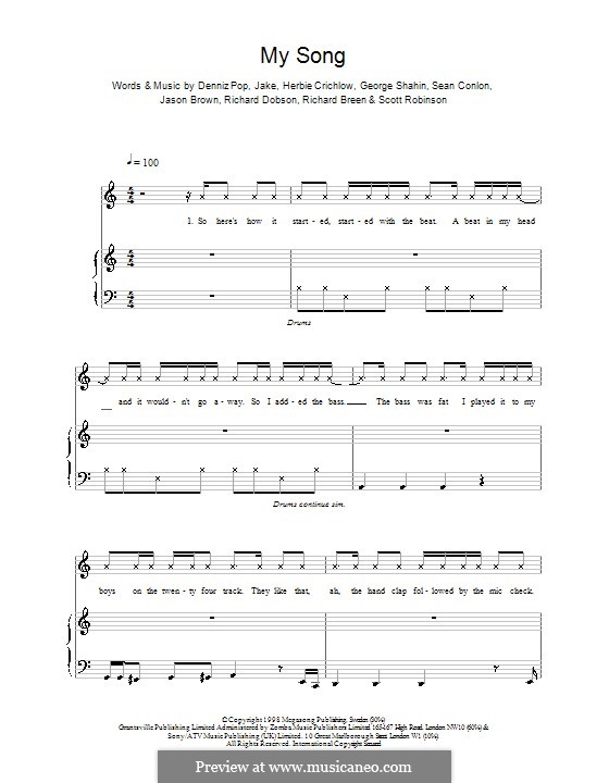 My Song (Five): Für Stimme und Klavier (oder Gitarre) by Denniz Pop, Herbie Crichlow