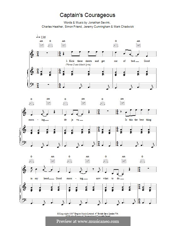 Captain's Courageous (The Levellers): Für Stimme und Klavier (oder Gitarre) by Charles Heather, Jeremy Cunningham, Jonathan Sevink, Mark Chadwick, Simon Friend