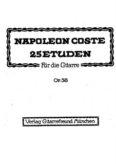 Fünfundzwanzig Etüden, Op.38: Vollsammlung by Napoléon Coste