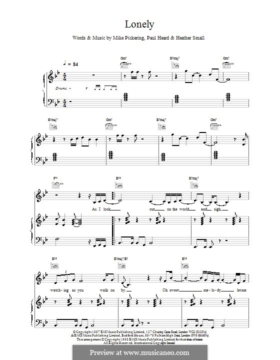 Lonely (M People): Für Stimme und Klavier (oder Gitarre) by Heather Small, Mike Pickering, Paul Heard