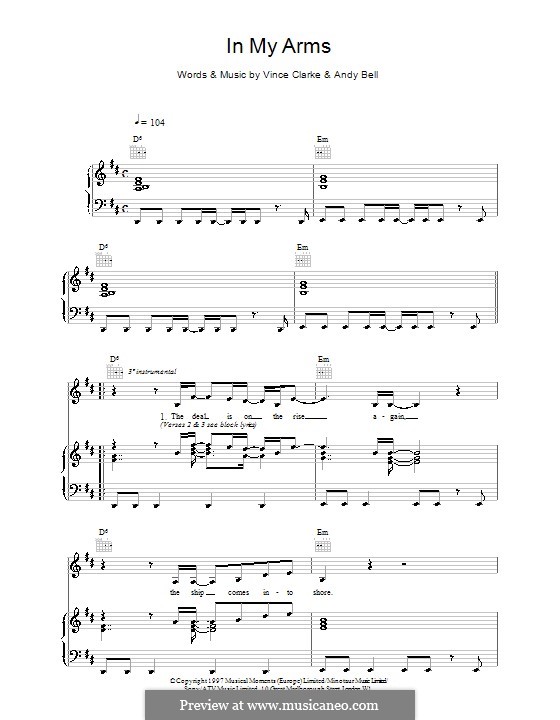 In My Arms (Erasure): Für Stimme und Klavier (oder Gitarre) by Andy Bell, Vince Clarke