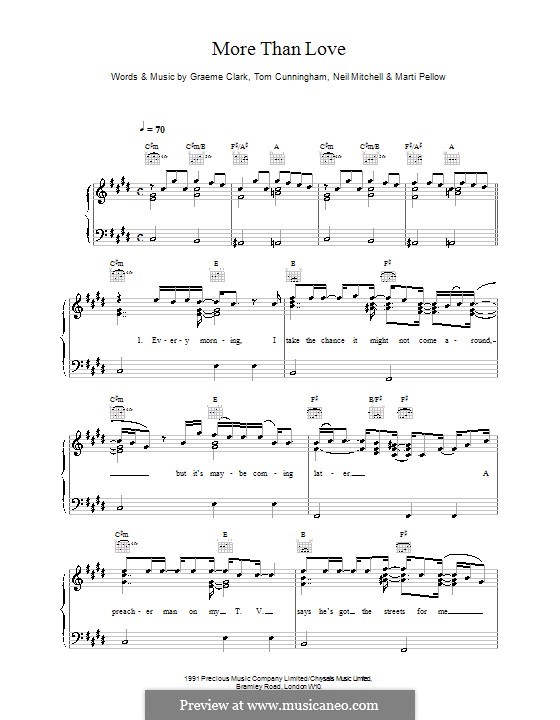 More Than Love (Wet Wet Wet): Für Stimme und Klavier (oder Gitarre) by Graeme Clark, Tom Cunningham, Marti Pellow