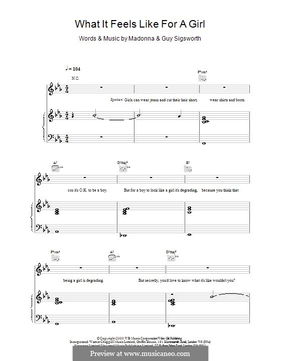 What it Feels Like for a Girl: Für Stimme und Klavier (oder Gitarre) by Madonna, Guy Sigsworth