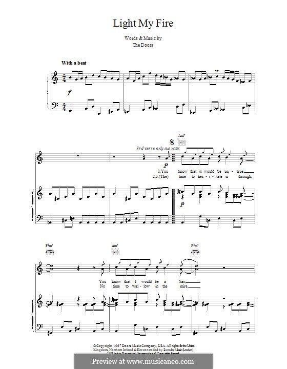 Light My Fire: Für Stimme und Klavier (oder Gitarre) by The Doors