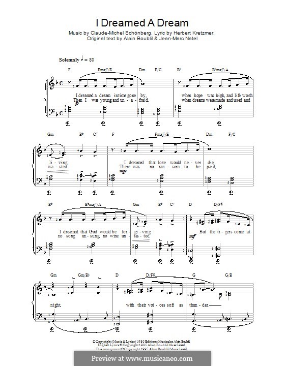 I Dreamed a Dream, for Piano: Für einen Interpreten by Claude-Michel Schönberg