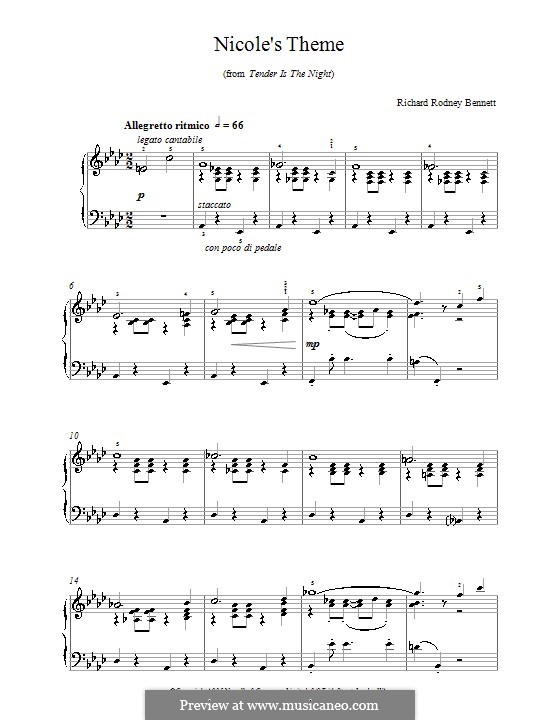 Nicole's Theme: Für Klavier by Richard Rodney Bennett
