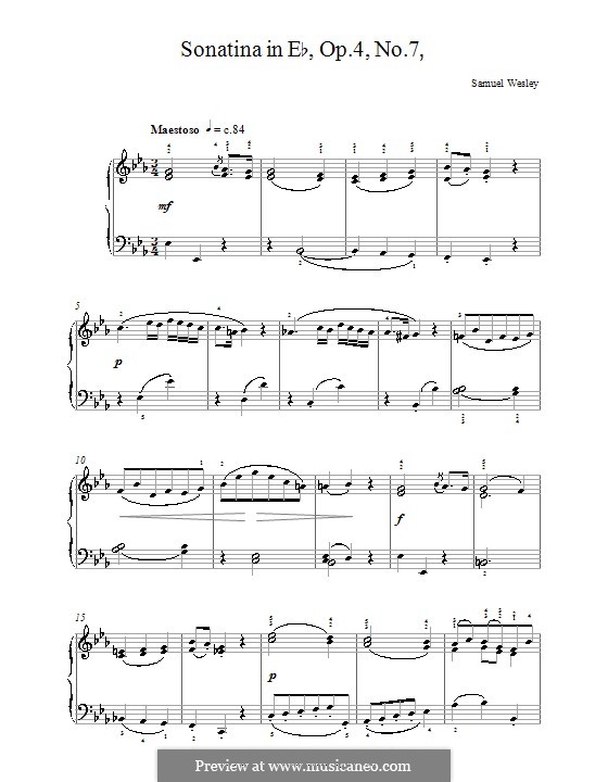 Sonatina in E flat Major, Op.4 No.7: Sonatina in E flat Major by Samuel Wesley